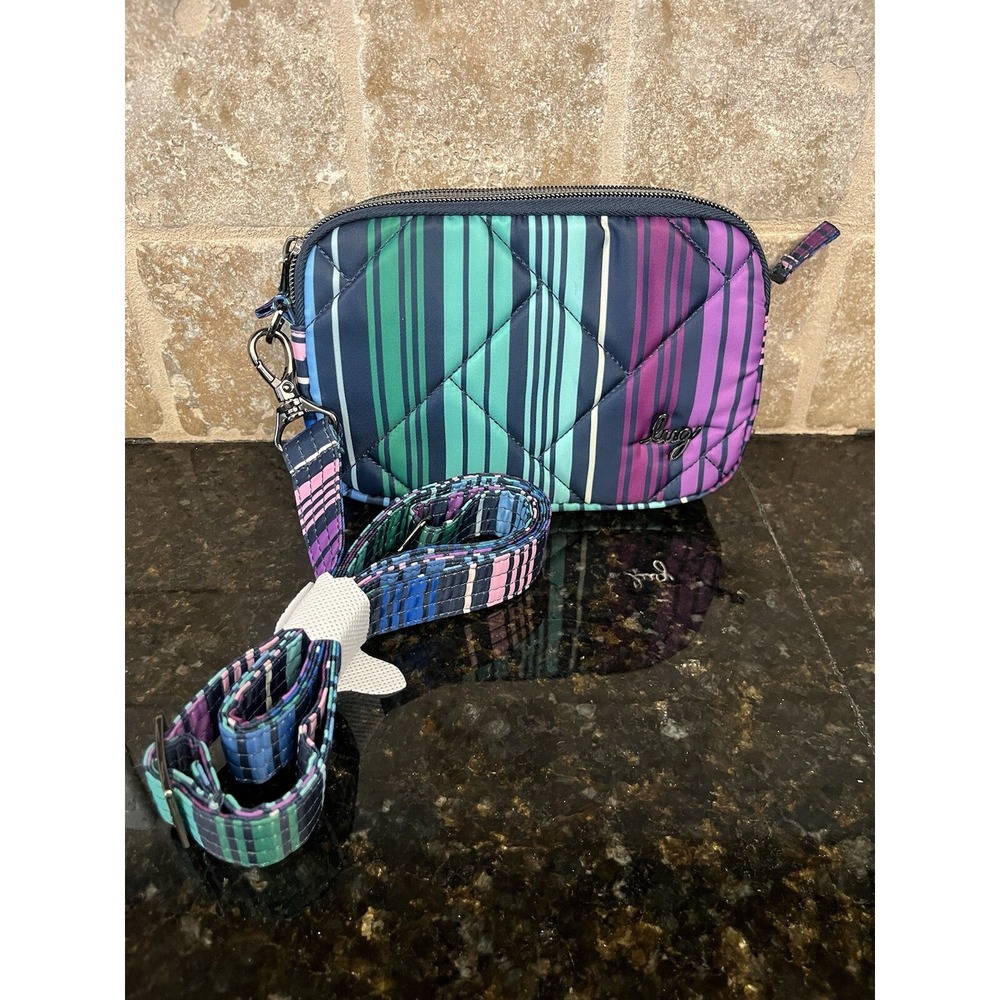 LUG Coupe SE Convertible Crossbody Bag Multicolor Blue Green Purple Stripe NWT